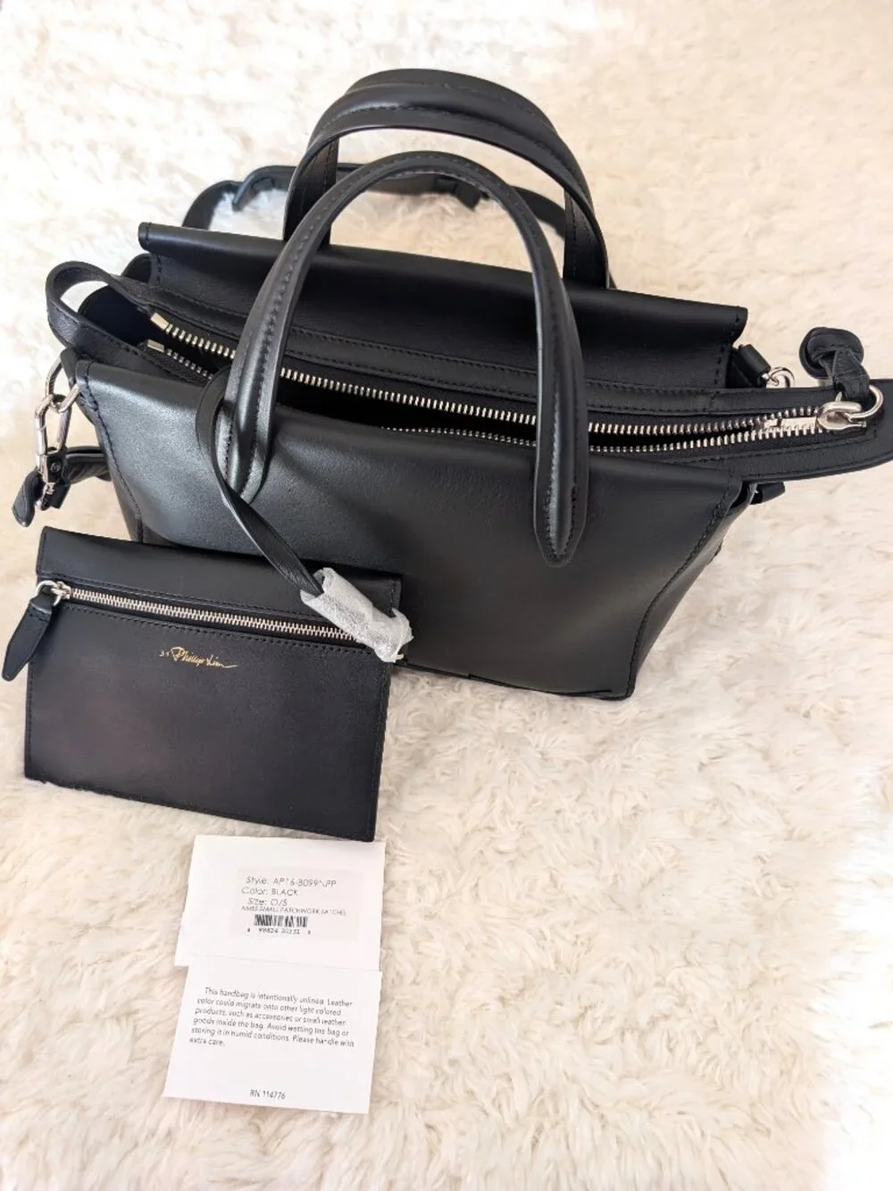 NWT 3.1 Phillip Lim Ames Small Patchwork Satchel (color: black)